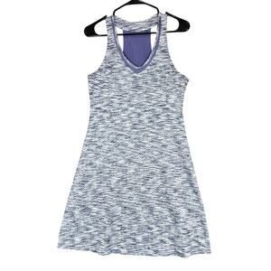 MPG Racer Back Tank Dress sz M Women Space Dye Purple White Performance Athletic